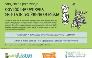 Vabilo na skupne govorilne ure in predavanje za starše