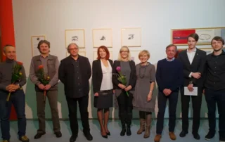 ODPRTJE RAZSTAVE LIKOVNIH UMETNIKOV Jake Bonče, Klementine Golija in Cveta Zlateta, članov LD Kranj