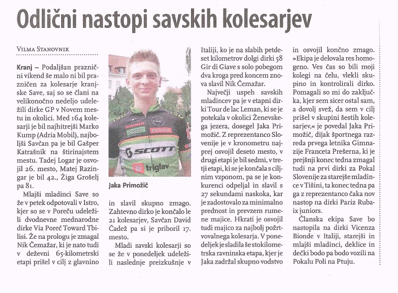 Uspehi naših dijakov kolesarjev